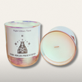 Candle with 'The High Priestess' design on a white background
